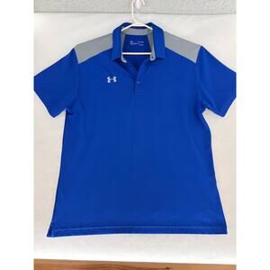 Under Armour Polo Shirt Mens XL Blue Gray Loose Fit HeatGear